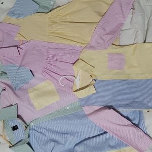 3pc set=Mommy (M/L) & Mini (3T) button  up shirts & 4T matching dress